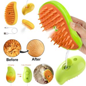 3-in-1 Rechargeable Pet Water Spray Brush Soft Dog Hair Steamy Comb Cat Steam Brush For Cat Massage Bathing and Cleaning