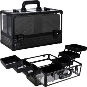 FACTORY WHOLESA Cosmetic Organizer Case with 6 Extendable Trays Makeup Tool Nail Case Travel Dividers Train Case OEM SOLUTION