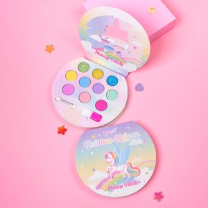 10 Colors Eye Shadow Kids Makeup Cosmetic Glitter Matte Rainbow Unicorn Eyeshadow Palette Set