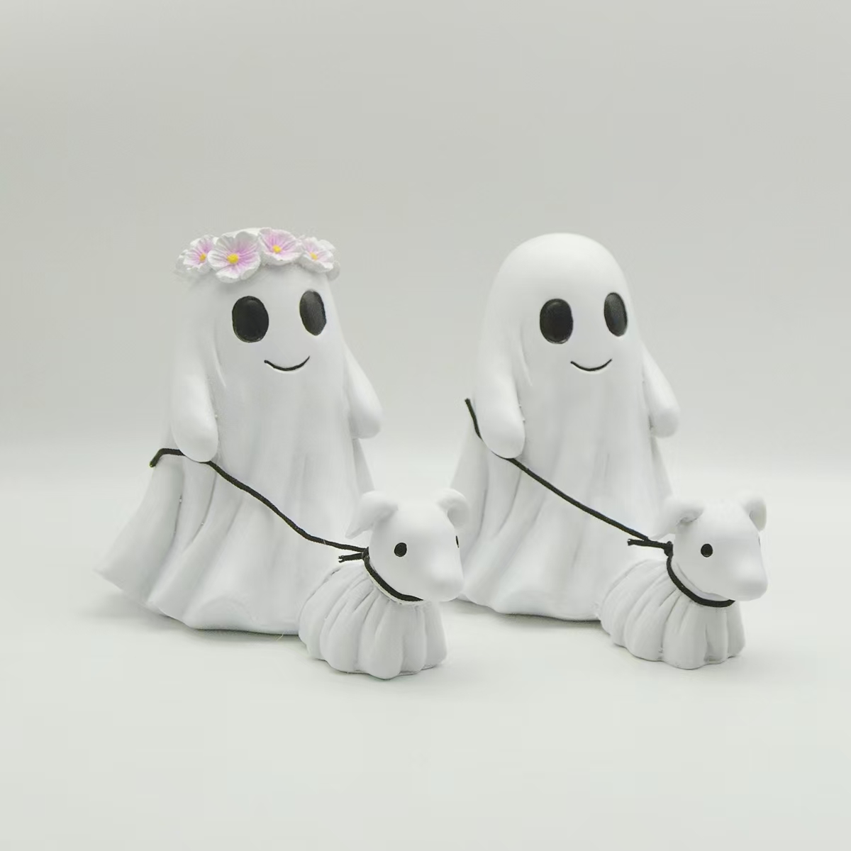Yiwu Fengzhi Crafts Co., Ltd. Fengzhi Factory Creative desk decoration for Halloween Cute little ghost walking dog decorative ornaments resin crafts