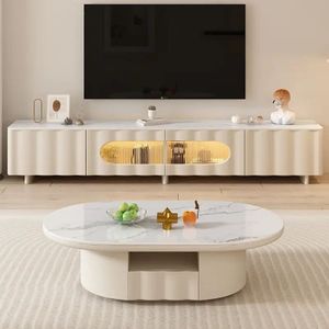 Modern Style Contemporary Wooden Coffee Table and TV Stand Set for Home Living Room Furniture