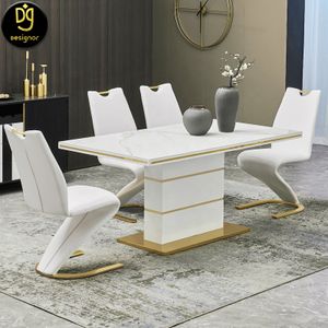 DG modern designs dining room furniture tables and wiht 6 chairs set luxury italian extendable gold glass dining tables