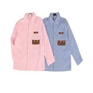 Designer child Strip Polos Shirts School Boy's Cotton Long Sleeve Shirts Girls Pink Blouses