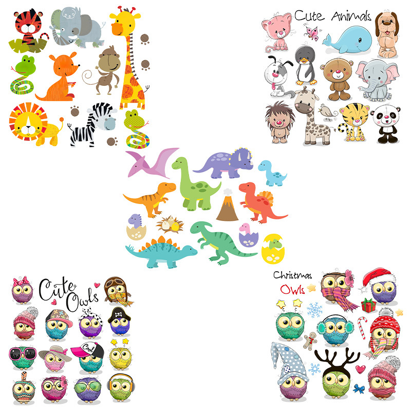 Shenzhen Guandechang Tech Co., Ltd. Custom Dtf Printed Sticker for T-shirts Iron on Heat Transfers Press Stickers Cartoon Animal Children's Clothing