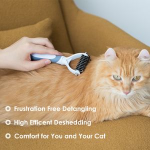 Pet Hair Grooming Double Sided Stainless Steel Brush Dog Deshedding Brush