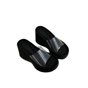 Women Wedge Sandals Ladies Flat Slippers New Jelly Beach Summer PVC Offset Printing Babouche Woman Light Weight Style Large Size
