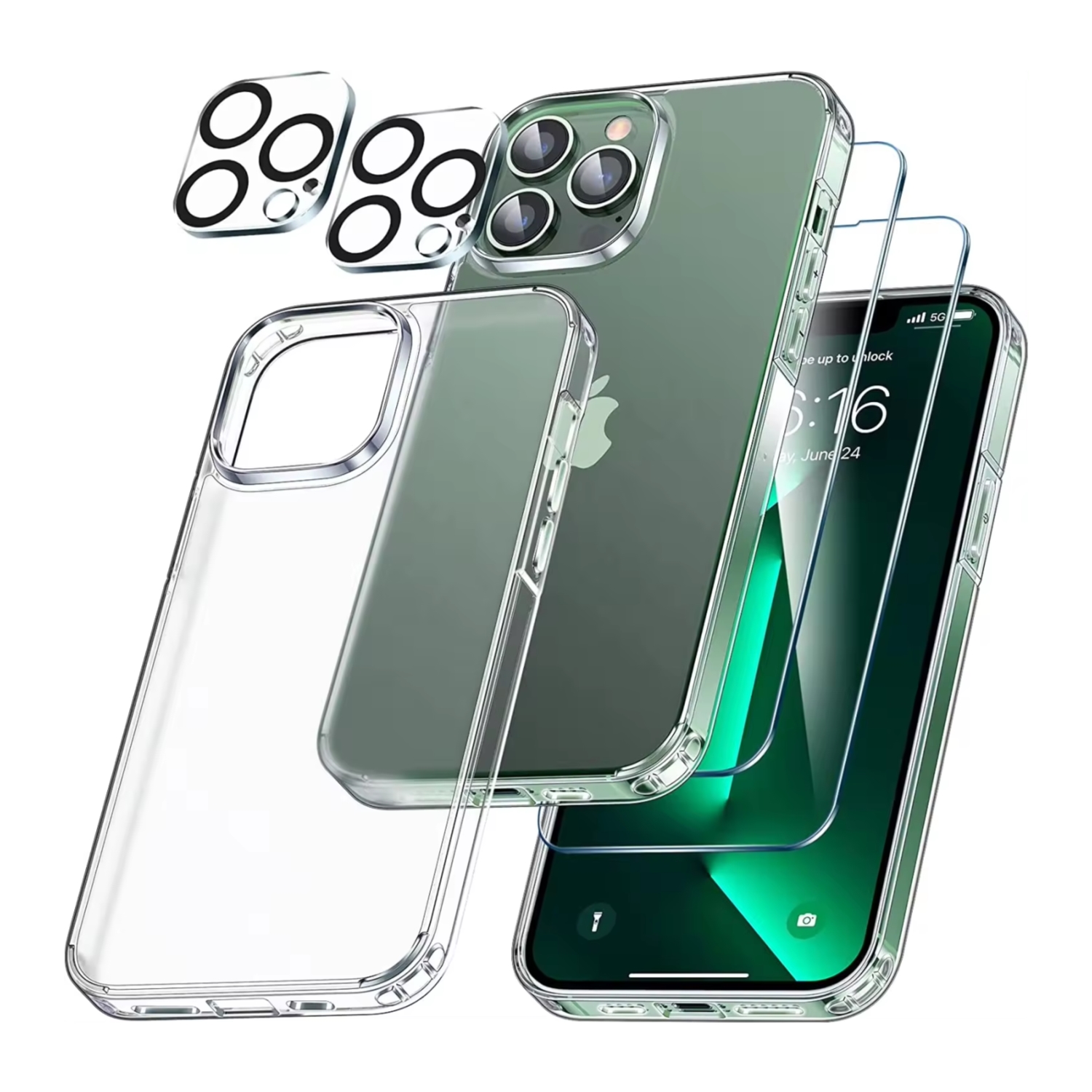 Foshan Zhiyi E-Commerce Co., Ltd. 5 in 1 screen protector with phone case camera glass For iPhone 14 15 pro max