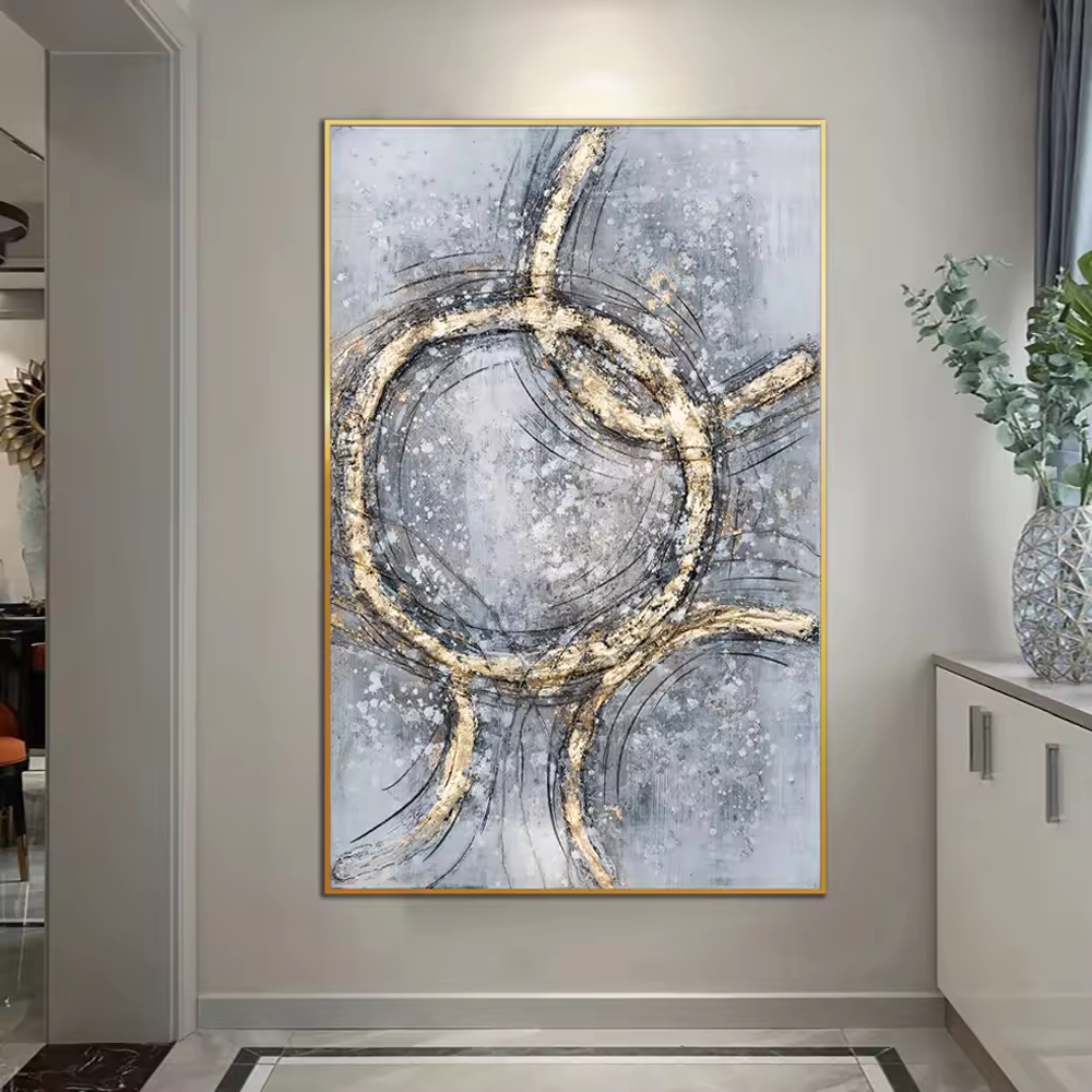 Fujian Sipima Housewares Co., Ltd. Gold Leaf 100% Hand Painted Abstract Art Oil Texture Painting Home Decoration Painting Wall Art Decor Handmade Painting
