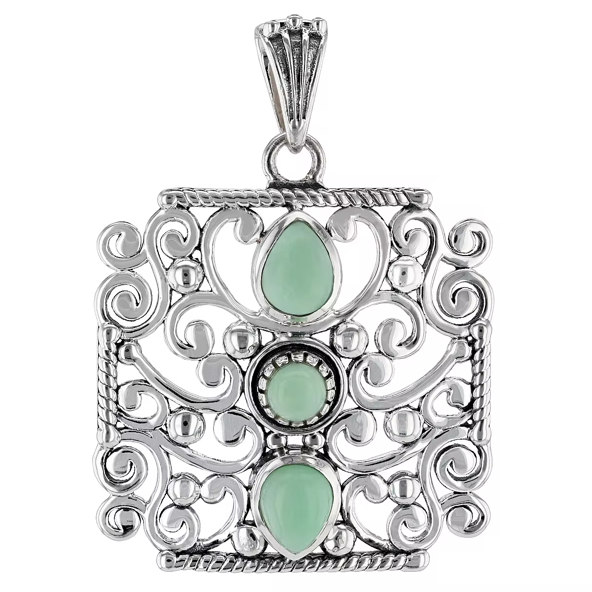 Green Opal 925 Sterling Silver Filigree Pendant Exquisite Heart Pattern Gemstone Jewelry Natural Beauty Handcrafted Design Gift