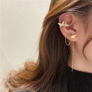 Stylish 925 Silver Zircon Butterfly Tassel Earrings Women's Jewelry