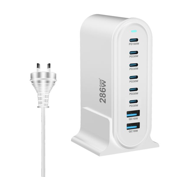 268W USB C Fast Charger, 8-Port Desktop GaN III Charger, Multi Port Charging Station, PD100W Laptop Wall Charger