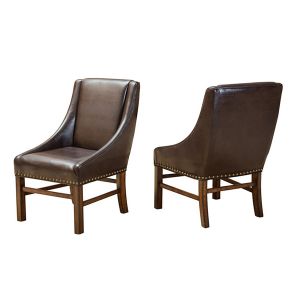 Other Restaurant Furniture Hotel Furniture Comfortable Backrest Brown Leather Upholstered Armchair Dining Room Chairs DC-229