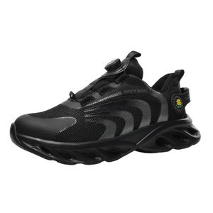 super cool Button Rotary design anti-smashing anti-stab safety shoe lightweight breathable high-end work shoes