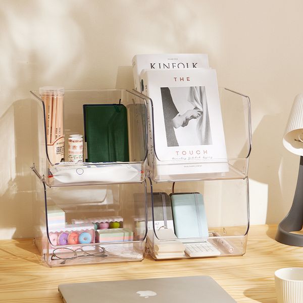 Choice Fun Light Luxury Rectangle Makeup Organizers Acrylic Cosmetic Storage Box Desktop Organizer bedroom stackable storage box