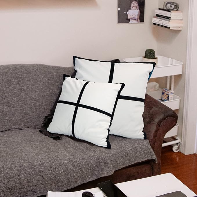 4 Panel 16*16in Sublimation Blank Lattice Pillow Cases Cushion Cover Sublimation Throw Pillow Covers with Invisible Zippers