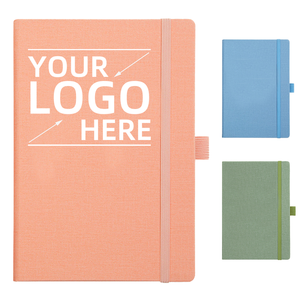 A5 Wholesale Linen Fabric Rigid Cover Custom Printed Office Stationary Journals Notebook with Elastic Band