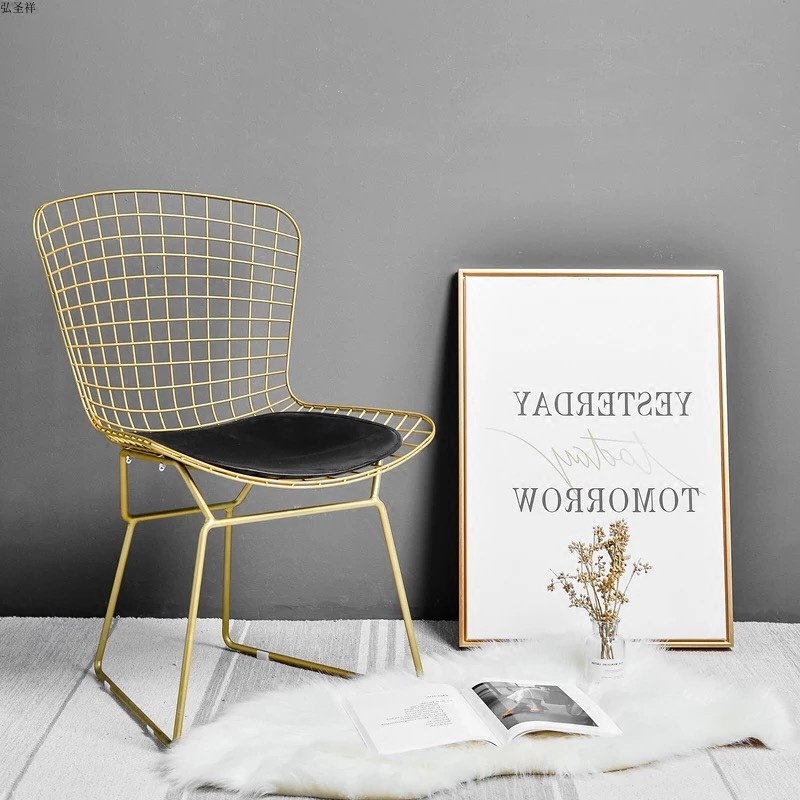 Minialist Brass Cafe Dining Furniture Wire Wroungt Iron Chair Metal Dining Chairs Nordic