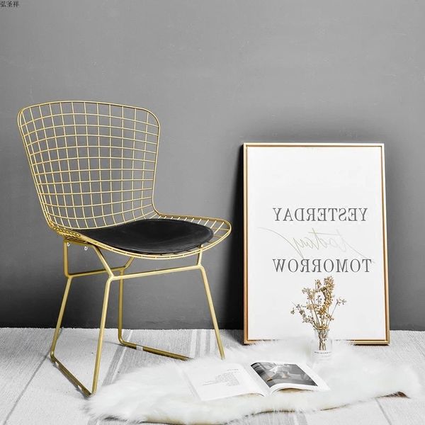 Minialist Brass Cafe Dining Furniture Wire Wroungt Iron Chair Metal Dining Chairs Nordic