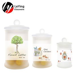 New Arrival Set Of 3 Airtight Beauty Frosted Decorative Glass Food Canisters Storage Jars With Lid