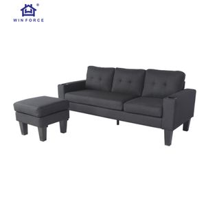 Economic Living Room Furniture Sets Latest Design L-shape Corner Sofa with Convertible Chaise Sectional Sofa with Cup Holders