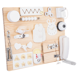 Montessori Early Childhood Education Children's Puzzle wooden white busy board unlock toy