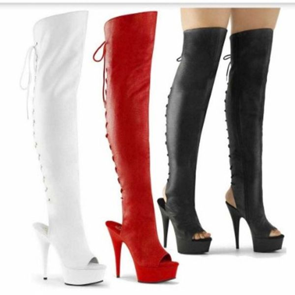PU Upper Fashion Platform Open Toe/Stiletto Heel Back Lace-Up Ankle Boot Pole Dance Shoes