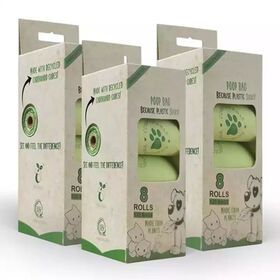 Pet poop waste disposal bag biodegradable compostable degradable dog poop poo pop bag cornstarch poop bag for dog custom label