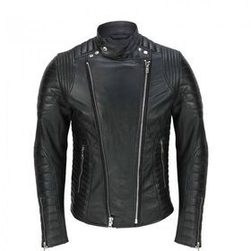 Men's Vintage Designer Quilted Panel Style Sheep Leather Biker Jacket- new-men-leather-jacket-slim-collar-coat
