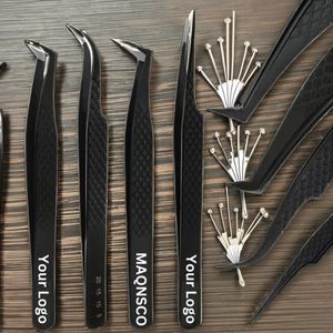 Customized Logo with High Quality Black Steel Eyebrow Tweezers New Beauty Care Tool