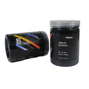 Memory Brand Matt Black Gesso 500ml Acrylic Paints for Art Painting on Canvas Glass Paper-No Stroke Required