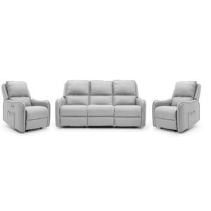 Geeksofa Modern 6 Seater Microfiber Fabric Motion Recliner Sofa Set Reclining Massage For Living Room Furniture
