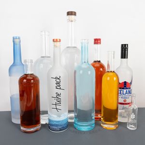 Factory Supplier Custom Round Tall Slim 50ml Nips Miniature Spirits Bottle Arizona 350ml 750ml 1000ml Glass Liquor Bottles