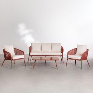 Luxury Hotel Outdoor Aluminum Rope Sofa Set Sectional Patio Rope Fabric Garden Sofa