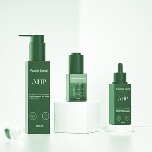 Dark green cosmetic packaging bottle set custom 30ml 50ml 80ml 120ml plastic face care moisturizer bottles with dropper and pump