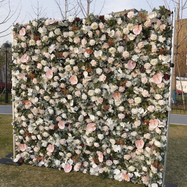 Wedding Supplies Floral Wall Panel wedding decoration shopping green plant wall rose morning roll up flower wall panel 8x8 ft