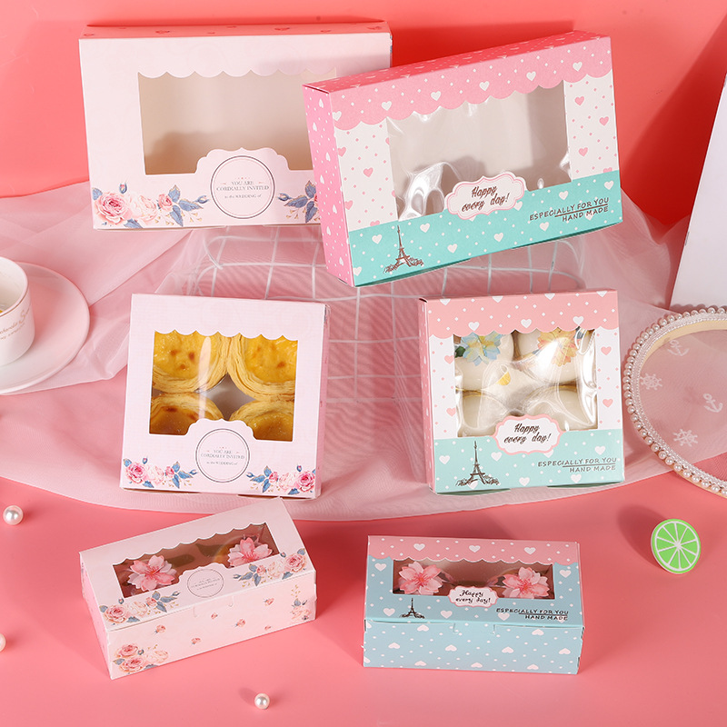 Recycled Custom  Bakery Cake Baklava Box Pastry Packaging Paper Cake Cookie Box With window
