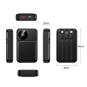 OEM Custom Power Bank 20000mAh With Cable Portable Powerbank 10000mAh Display New Design USB Battery Mobile Phone Charger Gift
