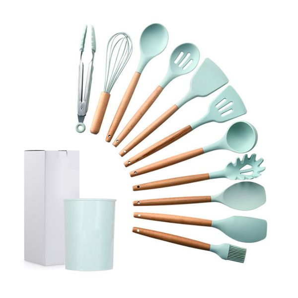 Kitchen Accessories Utensils Eco Friendly Silicone Box Customized Logo Colorful Cooking Utensils Baking Kitchen Stainless Steel