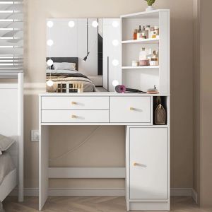 Modern Furniture Vanity Dressing Table Dresser Makeup Vanity Desk with Mirror and Drawers for Makeup