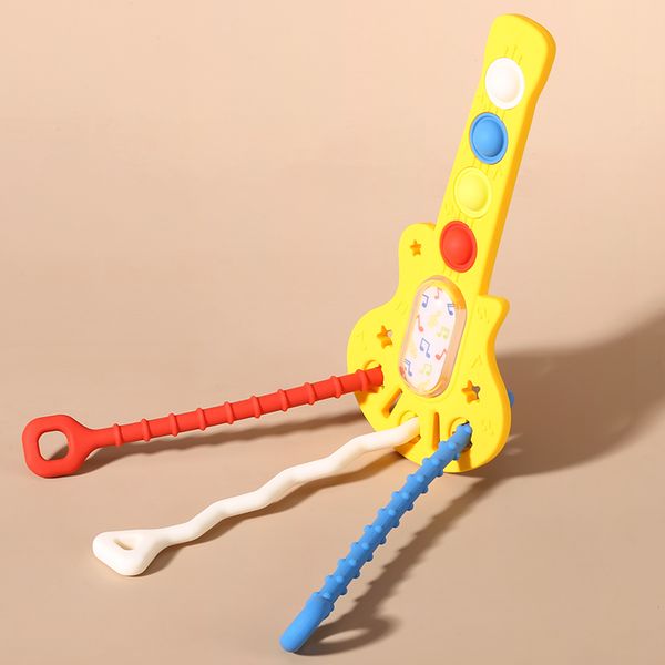 Baby Teething Pull String Toy Guitar Sensory Educational Development Toys 2024 Montessori Toys For Children