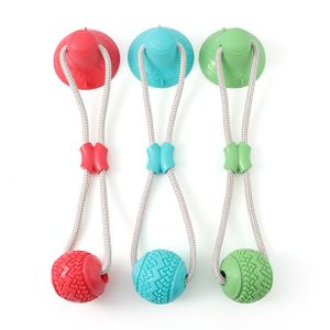 Pet Enrichment Teeth Cleaning Interactive Suction Cup Dog Tug of War Ball Chew Toys for Aggressive chewers