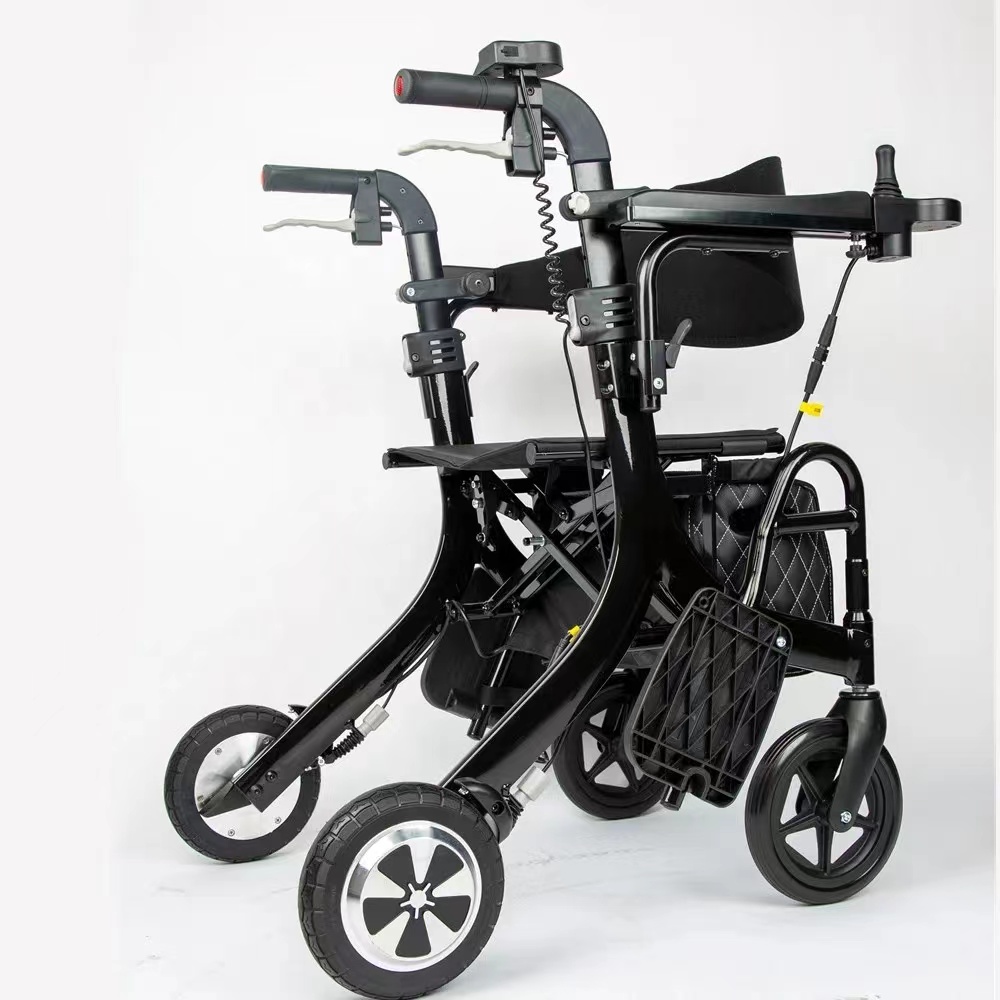 Electric Adult Folding Walker Rollator With Seat Wheelchair