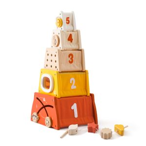2024 Hot Pick Montessori Wooden Toddler Toy Multifunctional Color Cognition Foldable Stacking HandsOn Brain Boost Storage Box