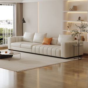 Manufacturer Direct Sale Italian Style Piano Leather Sofa Villa Minimalist Sofa Set Living Room Furniture