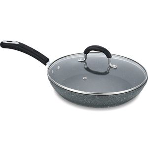 Black And Gray With Cover Non Stick Cookware Set Frying Pan Kitchen Wares Wholesale