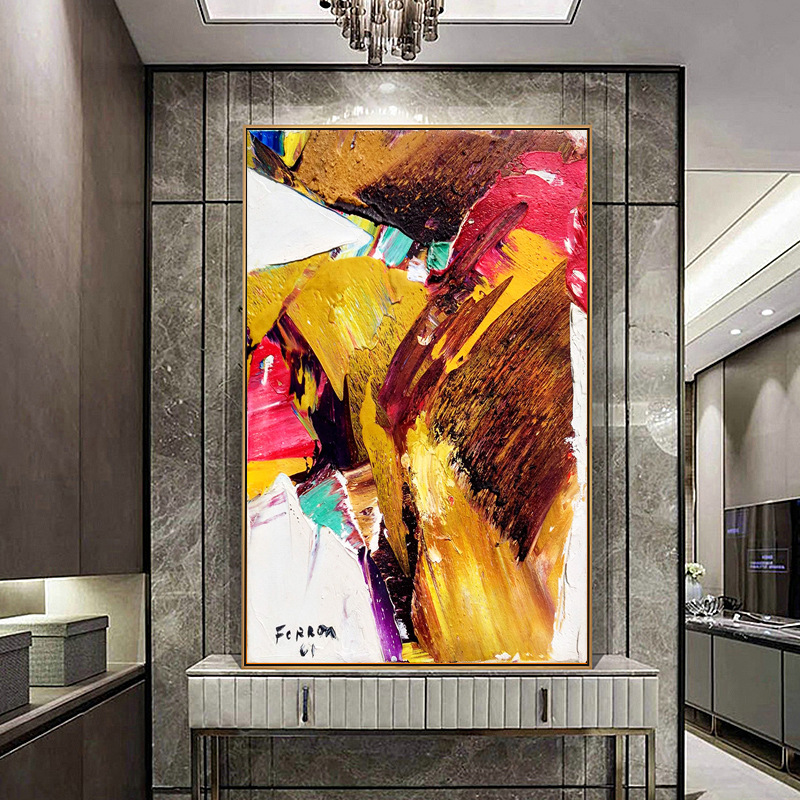 Shanxi Mengze Trading Co., Ltd. Modern Living Room Colorful Abstract Decoration Painting Color Block Oil Painting Art Painting