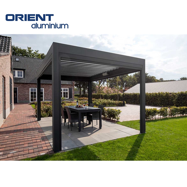 Orient Aluminium (weifang) Co., Ltd. Waterproof bioclimatica system 3x3 3x4 4x3 4x6 gazebo pergola motorized automatic louver roof outdoor garden aluminium pergola