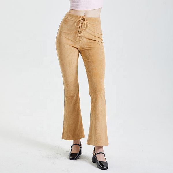 OEM ODM Manufacture Modern Resort Ladies Pants High Waist Slim Loose Trousers Women Casual Wide Leg Flare Pants