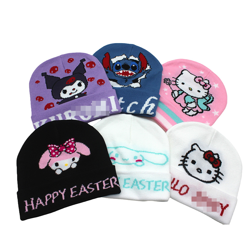Shanghai Zhongke Shenjiang Electric Vehicle Co., Ltd. New Hot Selling Children Warm Cinnamorolled Melodyed Kuromied Stitched Cartoon Sanrioed Embroidered Knitted Hat for Winter