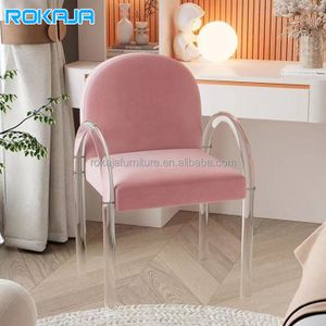 Modern Crystal Acrylic Makeup Chair Transparent Armrest Dining Chair Designer Creative Bedroom Single Girl Dressing Stool